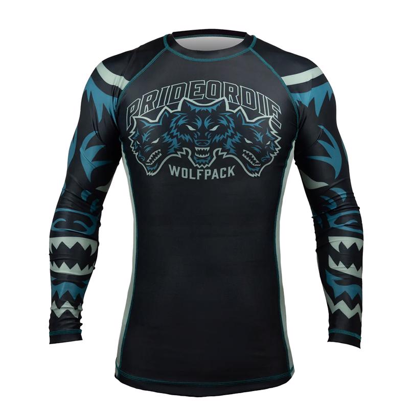 PRIDE OR DIE wolfpack v3 long sleeve RASHGUARD - BLACk